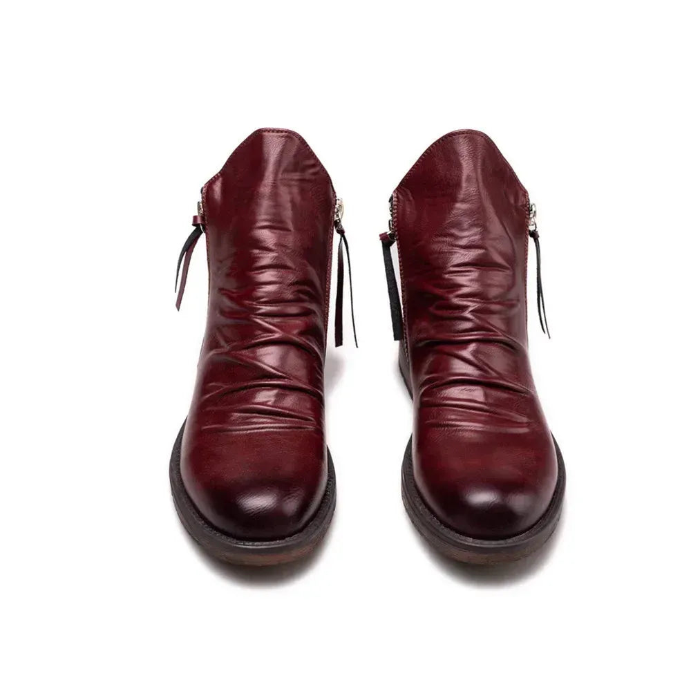 Vintage PU Leather Chelsea Boots with Side-Zip Men