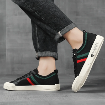 Casual Low Trainers with Stripes & Elastic Laces