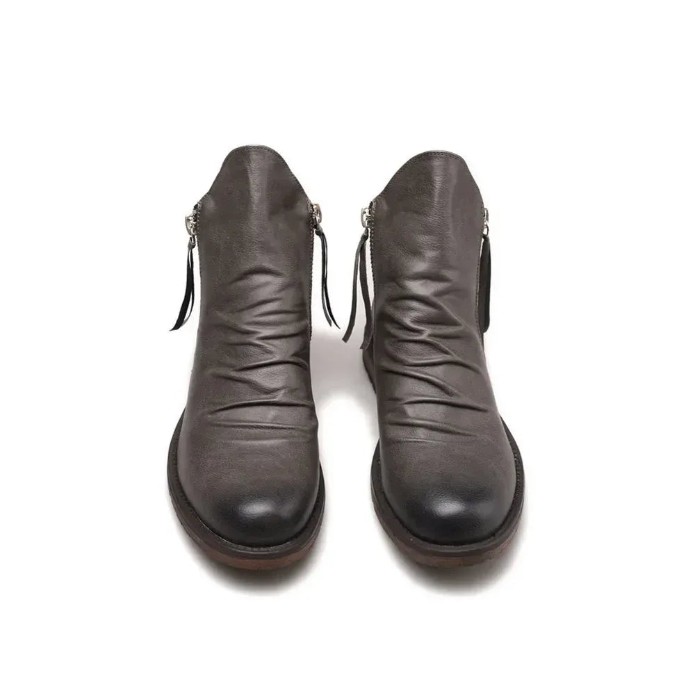 Vintage PU Leather Chelsea Boots with Side-Zip Men
