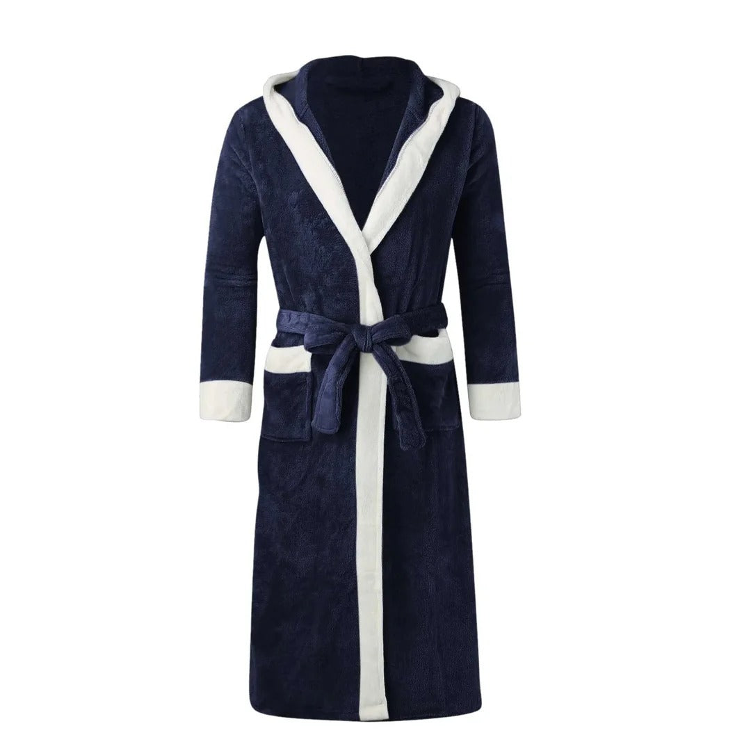 Hooded Long Plush Men's Dressing Gown