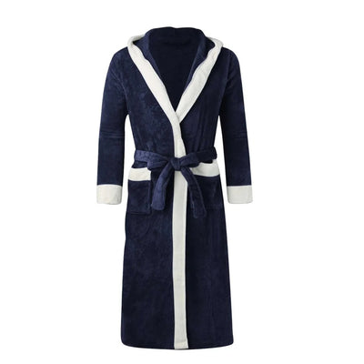 Hooded Long Plush Men's Dressing Gown