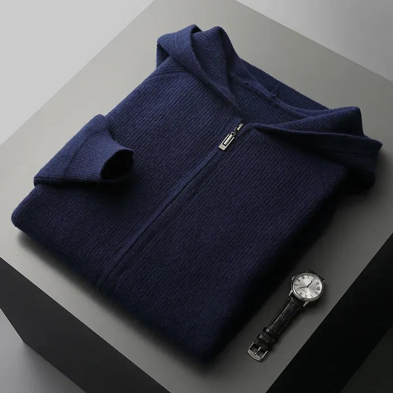 Knitted Zip-Up Hoodie Men