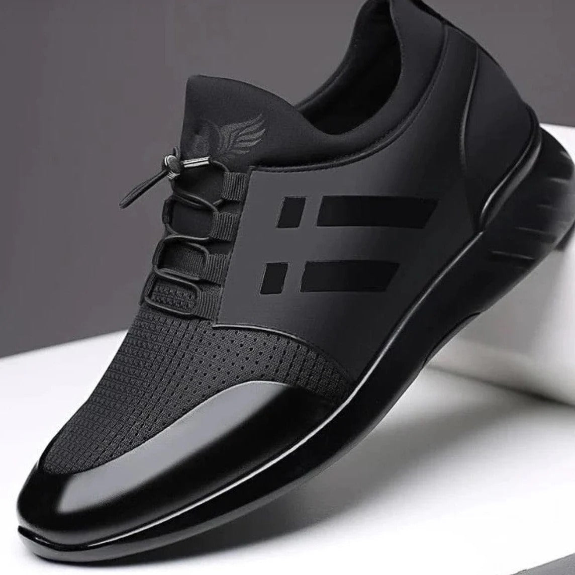 Casual Black Lightweight Slip-On Trainers