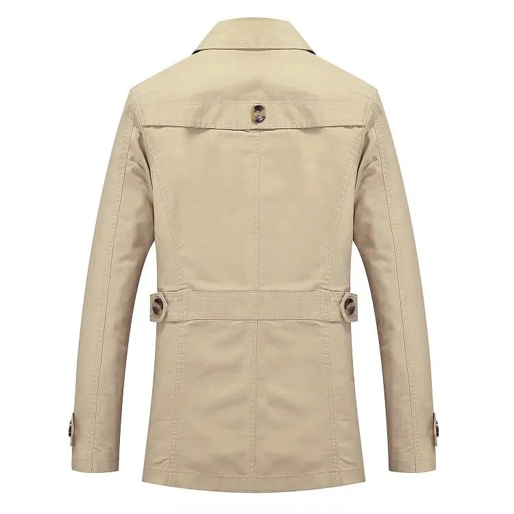 Men's Mid-Length Button-Up Trench Coat