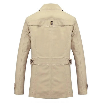Men's Mid-Length Button-Up Trench Coat