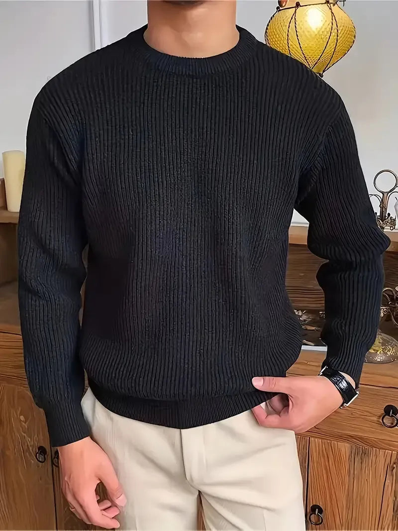 Ribbed Crew Neck Jumper Men
