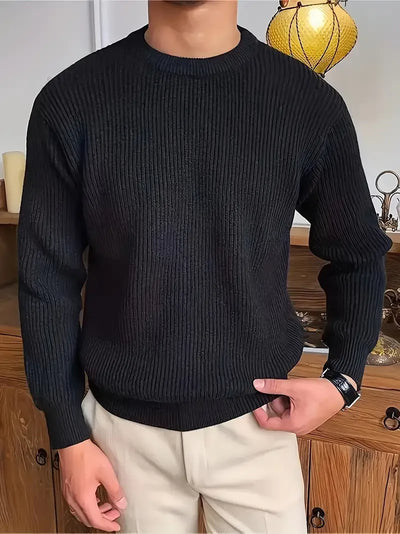 Ribbed Crew Neck Jumper Men