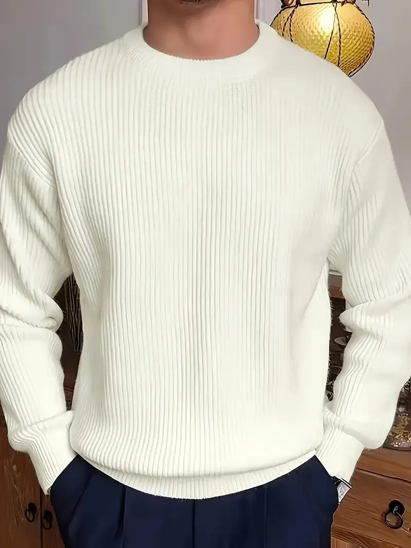 Ribbed Crew Neck Jumper Men