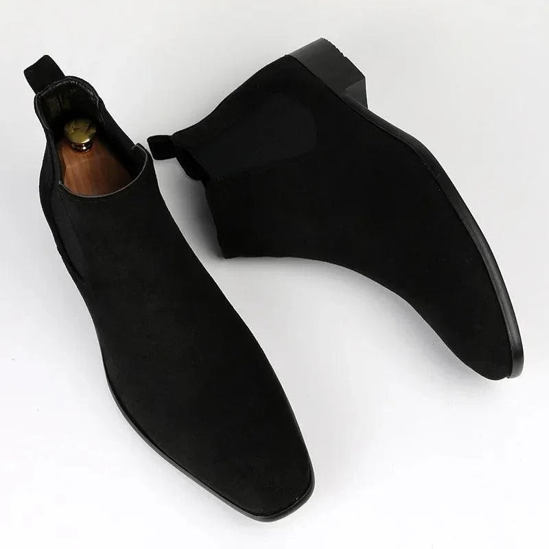 Classic Men's Chelsea Boots with Suede Look