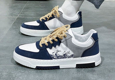 Low Top Trainers with Graphic Print and Chunky Laces