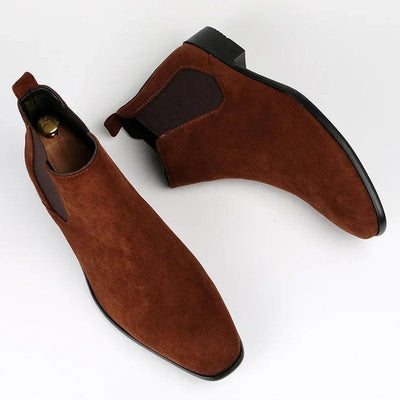 Classic Men's Chelsea Boots with Suede Look