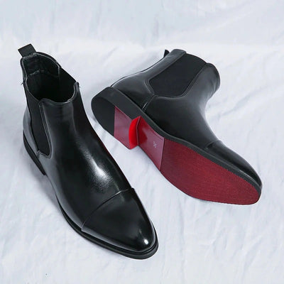 Sleek Fit Chelsea Ankle Boots Men with Red Sole