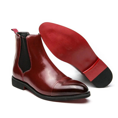 Sleek Fit Chelsea Ankle Boots Men with Red Sole