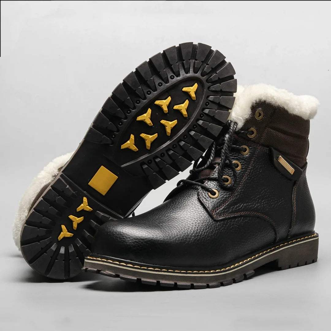 Fur-Lined Black Boots Men