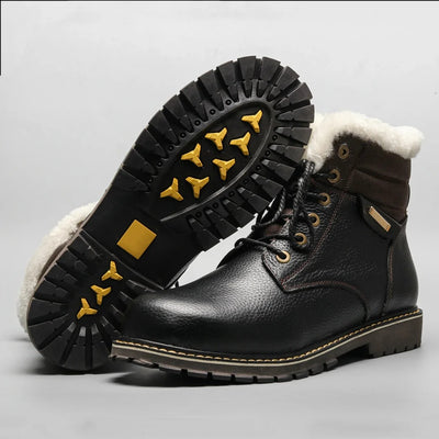 Fur-Lined Black Boots Men