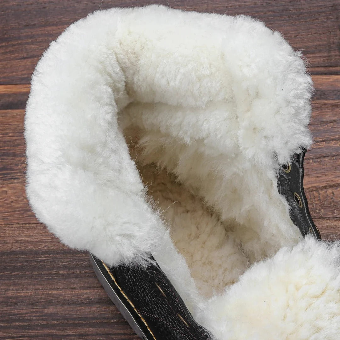 Fur-Lined Black Boots Men