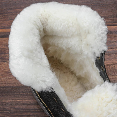 Fur-Lined Black Boots Men