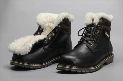 Fur-Lined Black Boots Men