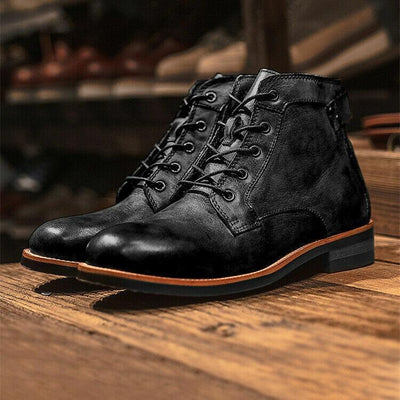 PU Leather Ankle Boots Men Vintage Style