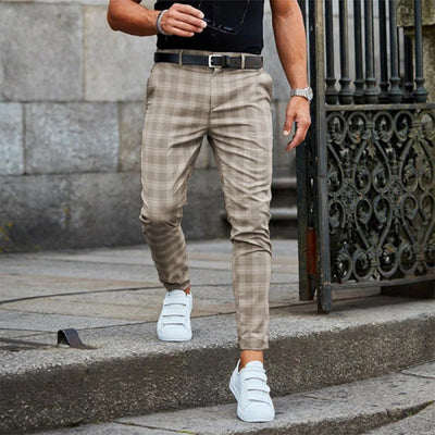Slim Fit Checkered Trousers Men