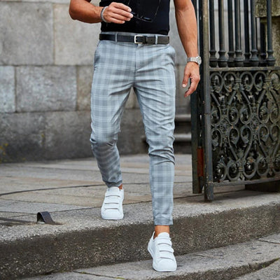Slim Fit Checkered Trousers Men