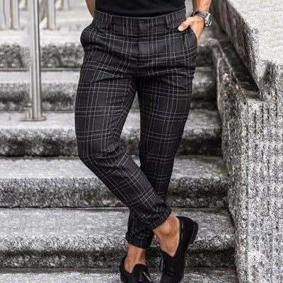 Slim Fit Checkered Trousers Men