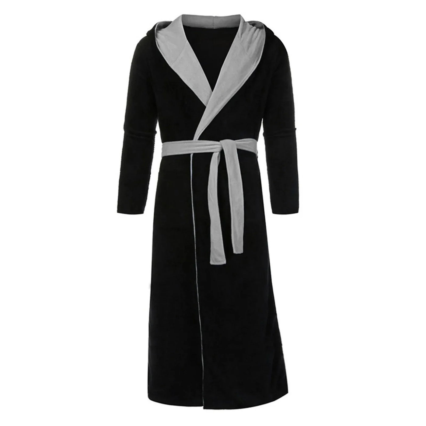 Black Hooded Men's Dressing Gown