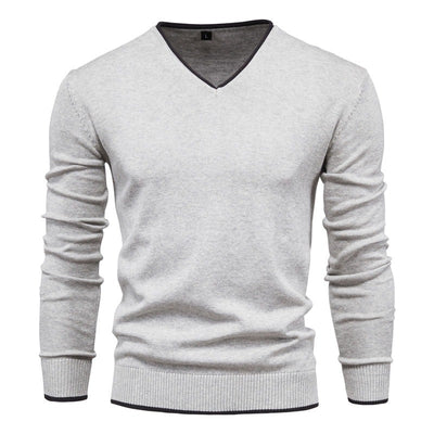V-Neck Contrast Slim Fit Sweater Men
