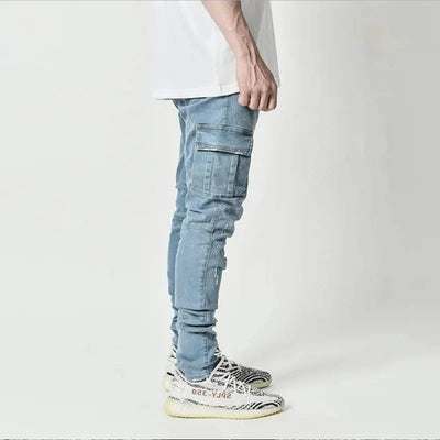 Slim Fit Denim Cargo Pants Men