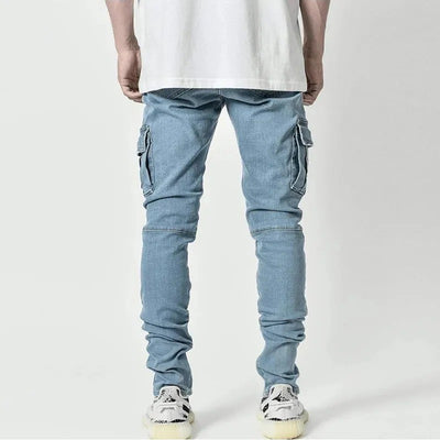 Slim Fit Denim Cargo Pants Men