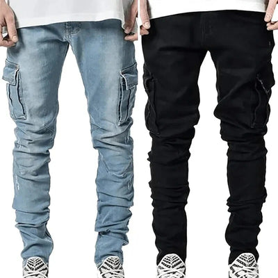 Slim Fit Denim Cargo Pants Men