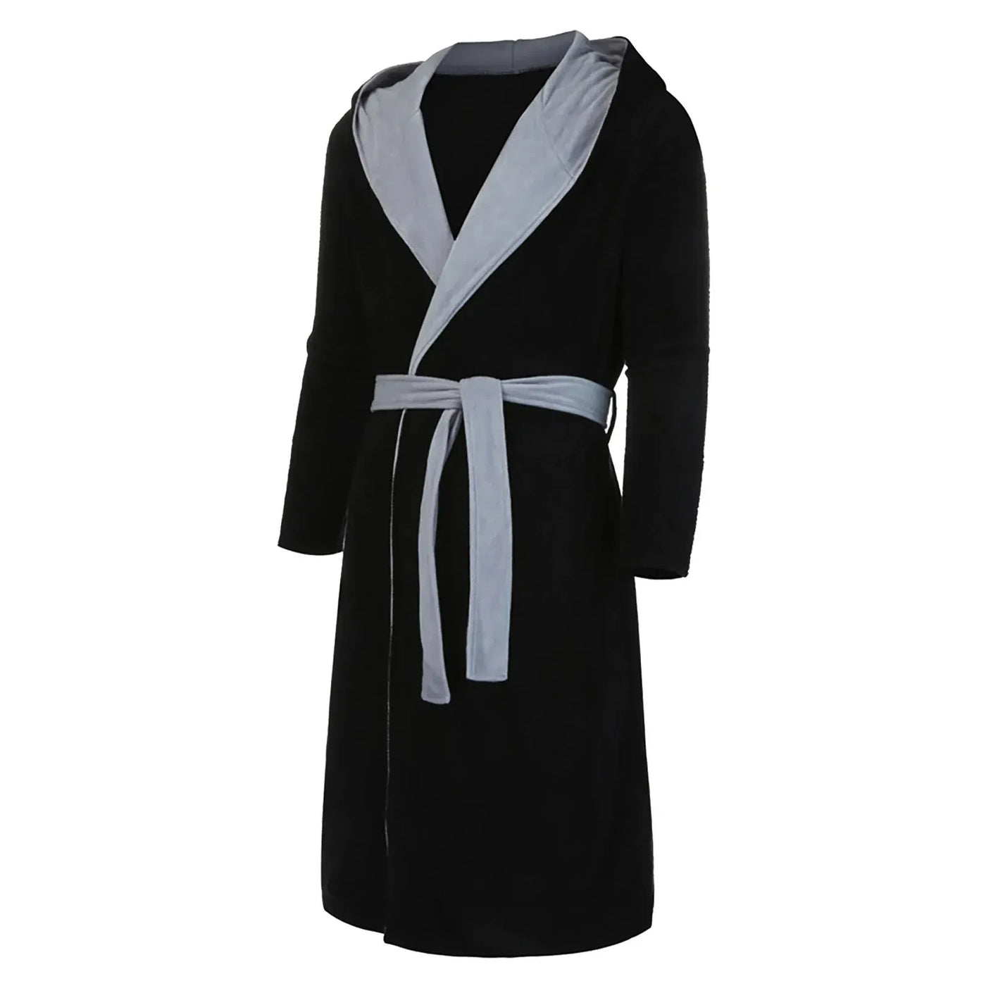 Black Hooded Men's Dressing Gown