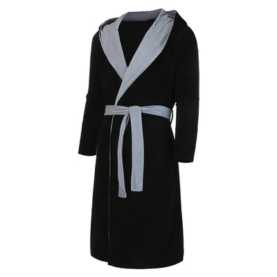 Black Hooded Men's Dressing Gown