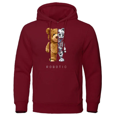 Teddy Print Hoodie Sweater