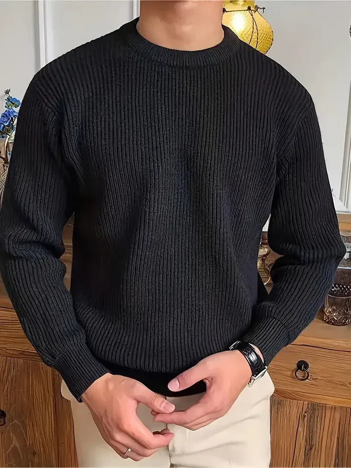 Ribbed Crew Neck Jumper Men