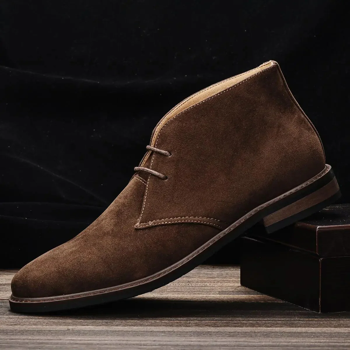 Casual Brown Lace Up Chukka Boots Men