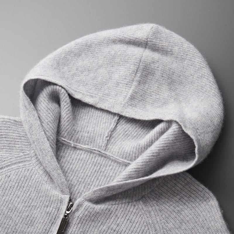 Knitted Zip-Up Hoodie Men