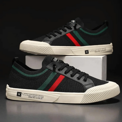 Casual Low Trainers with Stripes & Elastic Laces
