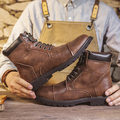 Retro High Top Work Boots Men Durable Sole