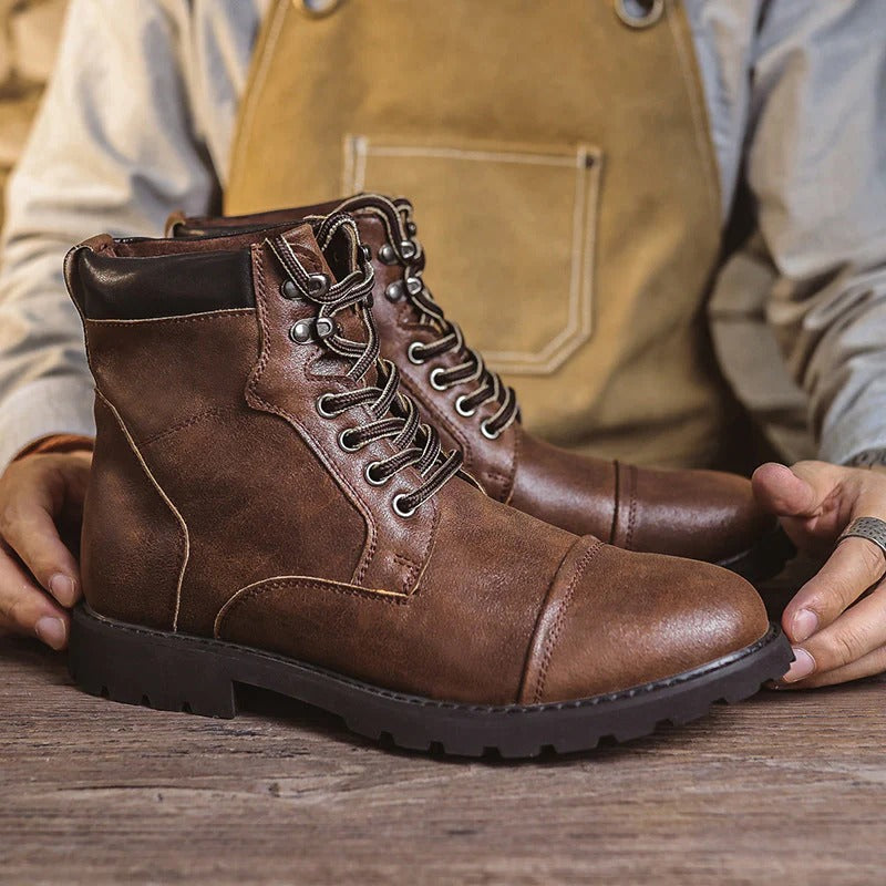 Retro High Top Work Boots Men Durable Sole