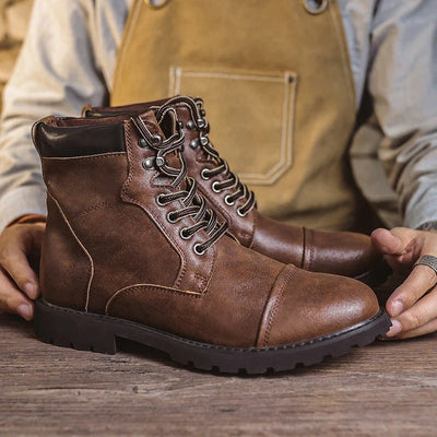 Retro High Top Work Boots Men Durable Sole