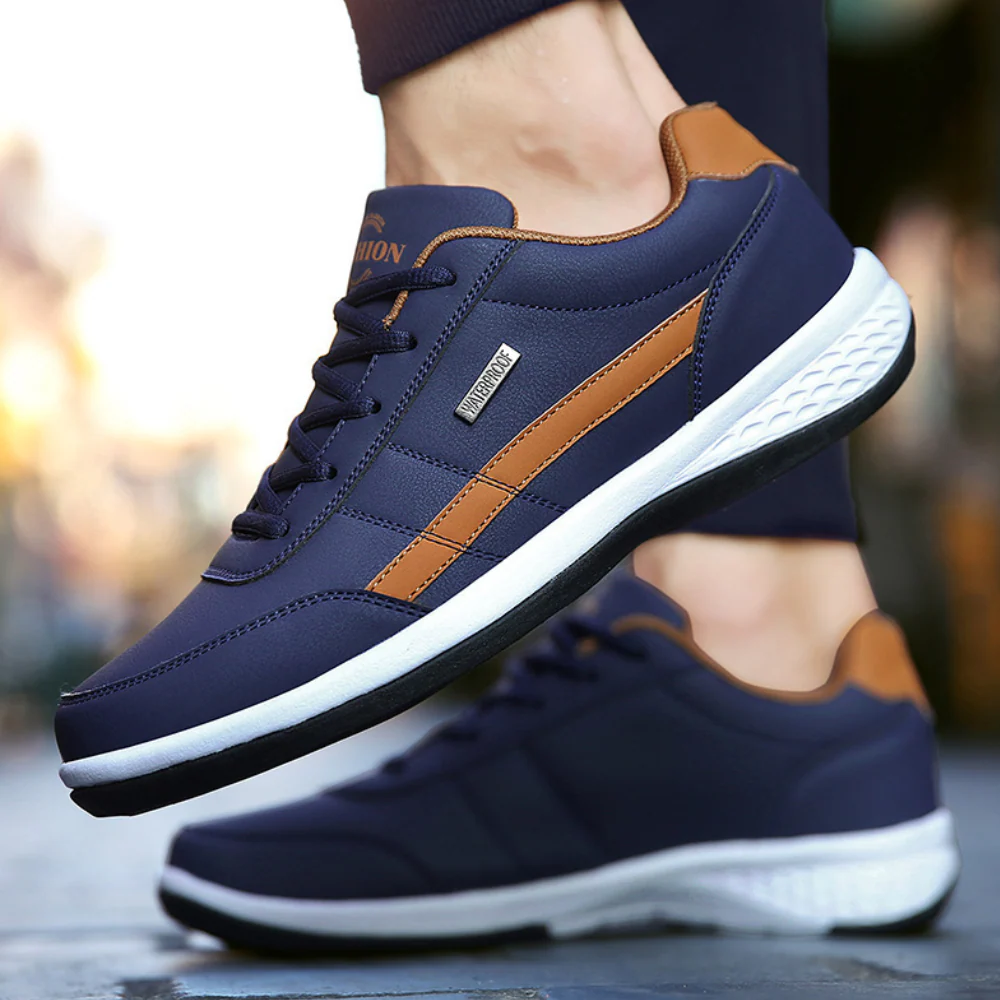 Non-Slip Lace Up Leather Trainers Men