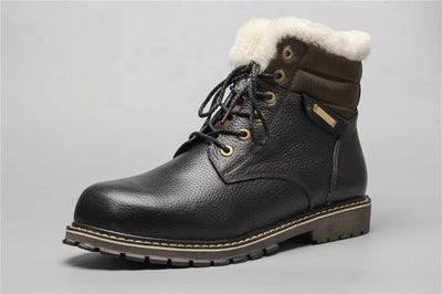 Fur-Lined Black Boots Men