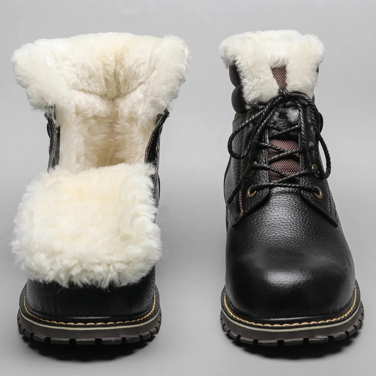 Fur-Lined Black Boots Men