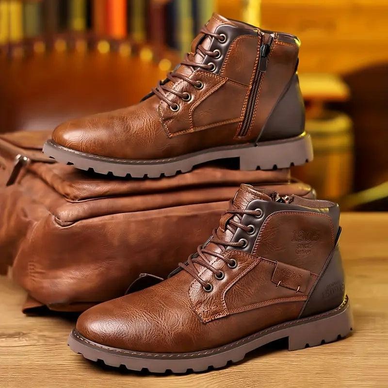 Rugged Outdoor Ankle Boots with Side Zipper