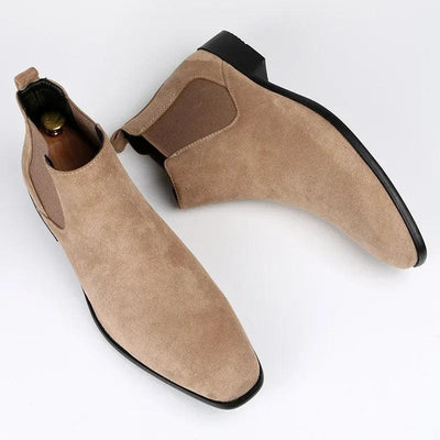 Classic Men's Chelsea Boots with Suede Look