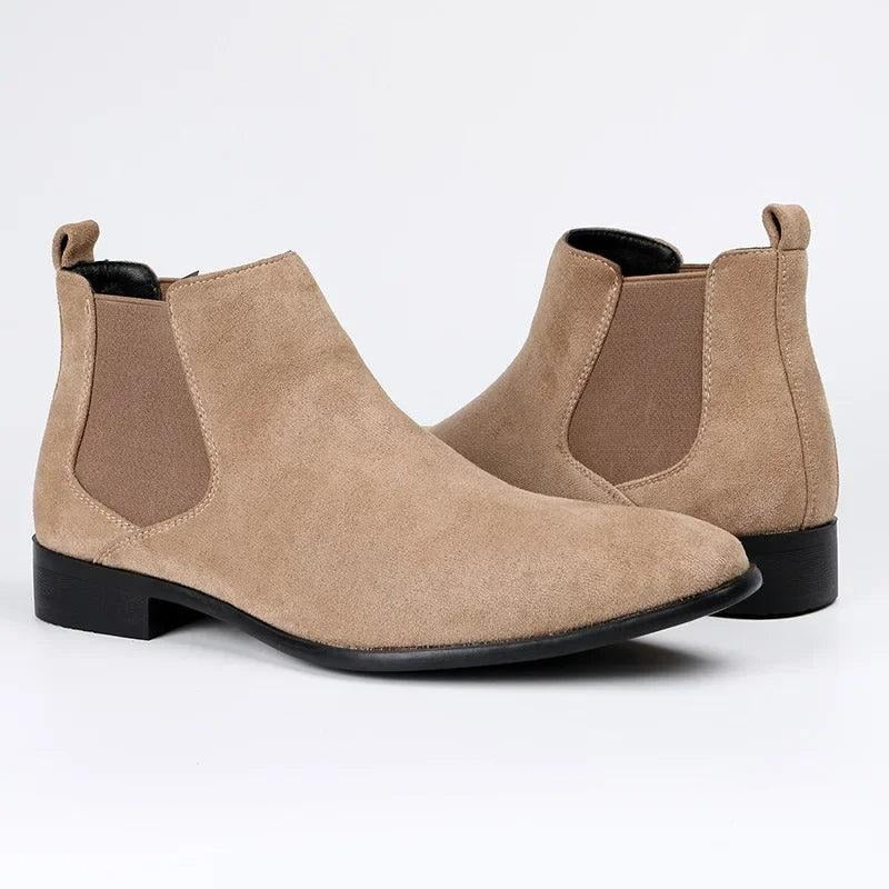 Classic Men's Chelsea Boots with Suede Look