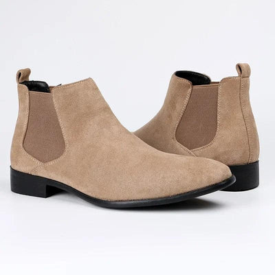 Classic Men's Chelsea Boots with Suede Look