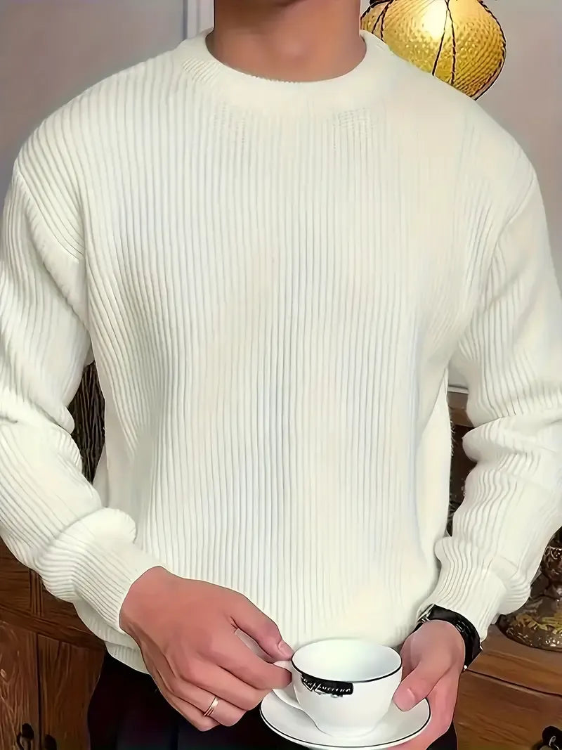 Ribbed Crew Neck Jumper Men