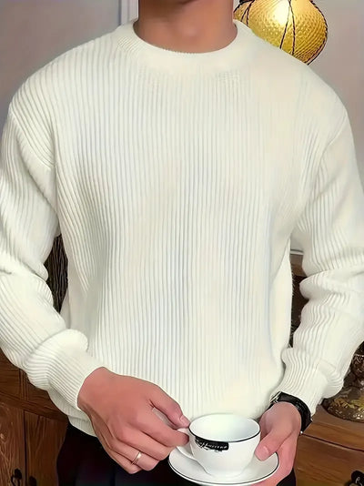 Ribbed Crew Neck Jumper Men